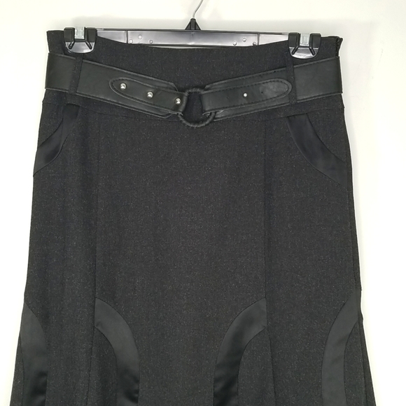 Gilani Women's A-line Flared Midi Skirt Size 10 With Belt Black - Picture 3 of 9